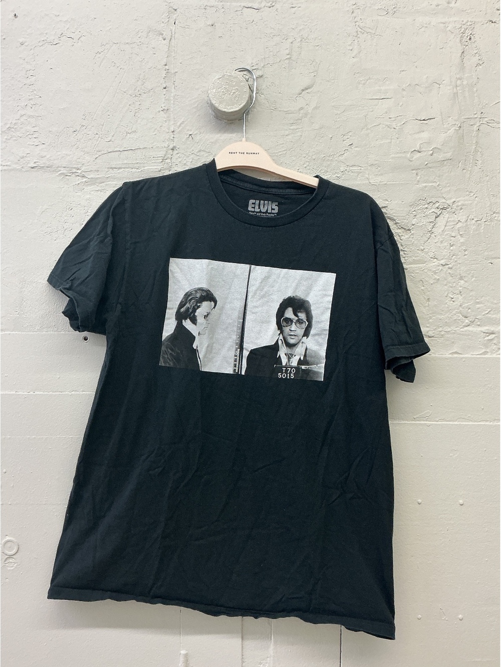 Elvis Presley Black Graphic mugshot short sleeve rock band T-Shirt